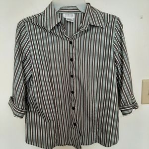 George button down blouse Size Small in brown, white, and teal